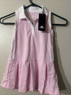 NWT baby adidas Pink and White Sleeveless Pleated Tennis Dress Sz 24M